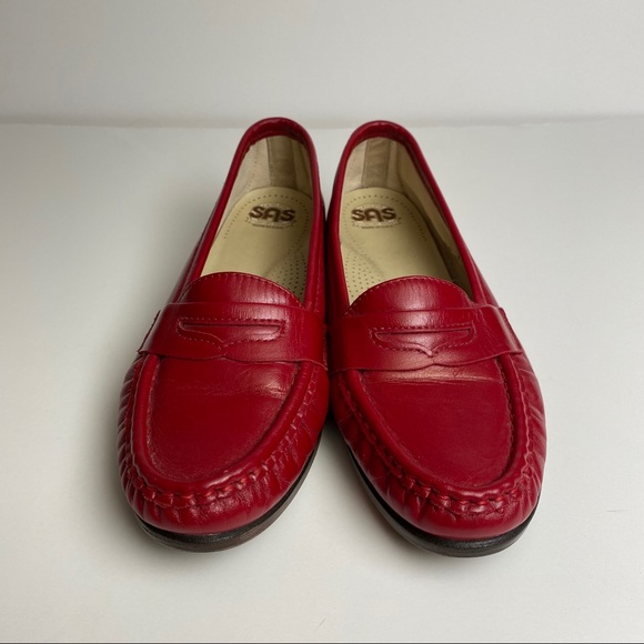 SAS Red Leather Loafer size 6.5 - Picture 2 of 12